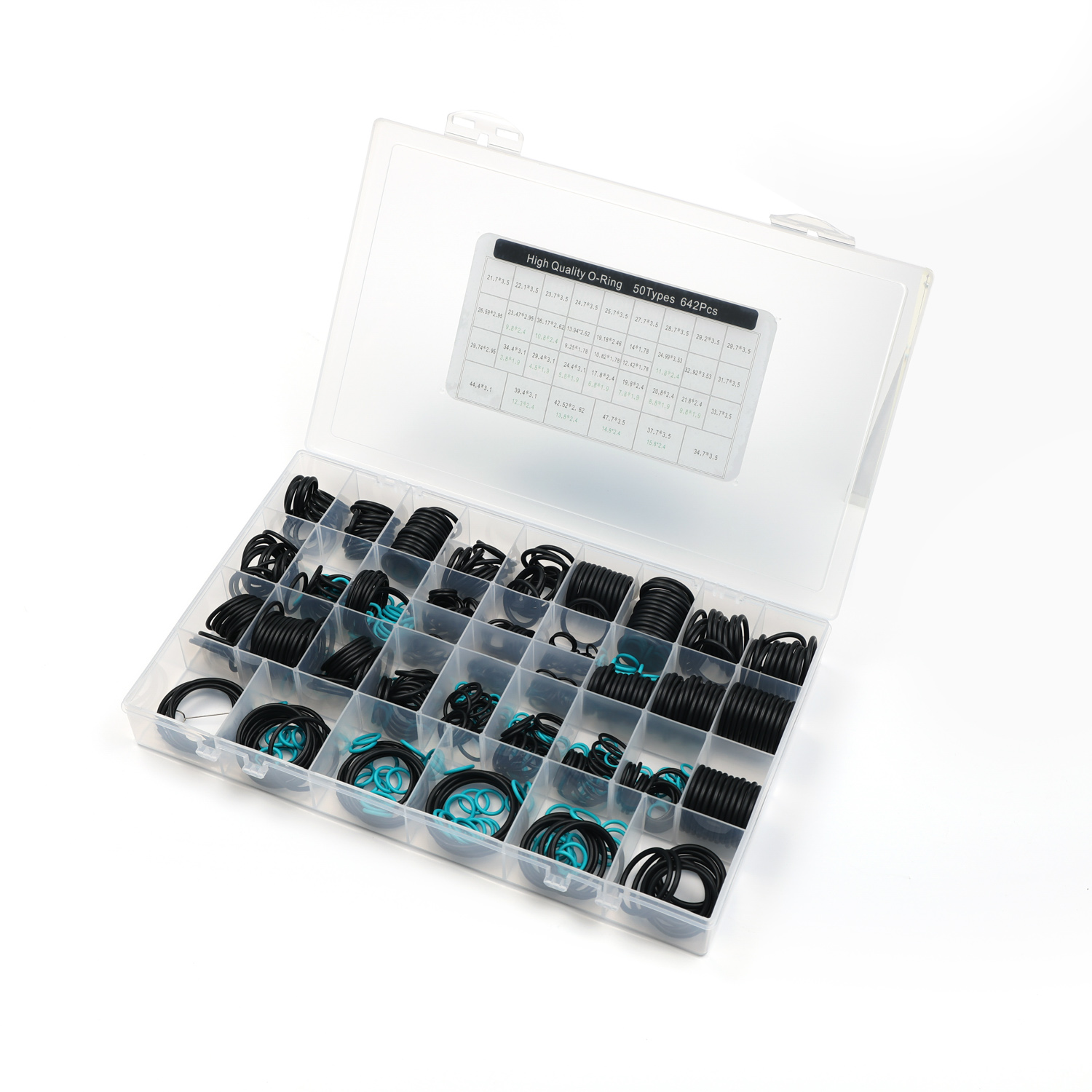 O-Ring Assortment Kit - 500+Pcs NBR Buna-N Seals in AS568 Sizes (2) - Polypac