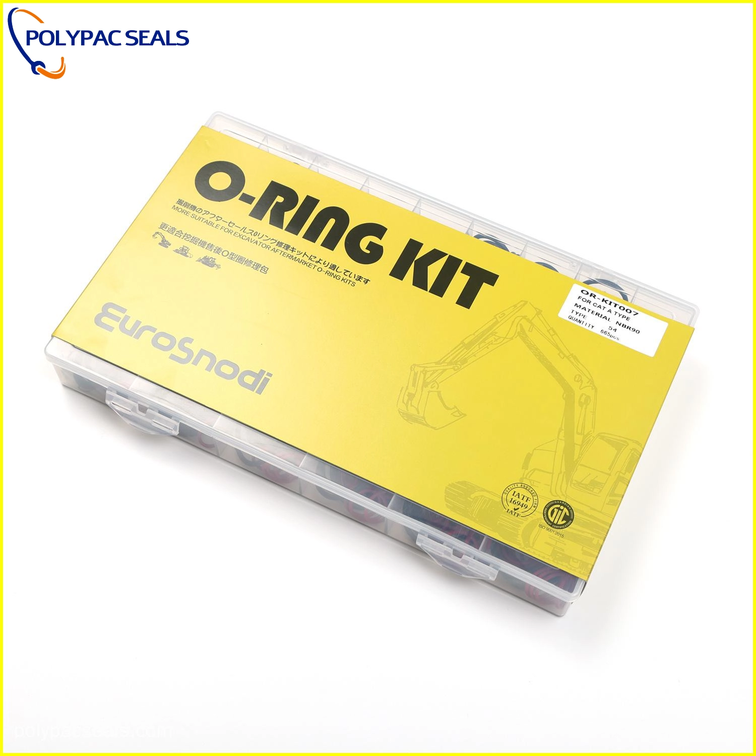 Kit Assortment O-Ring - 500+Pcs NBR Buna-N Seal dalam Saiz AS568 (8) - Polypac